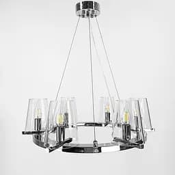 Подвесная серебряная кольцевая люстра PAUILLAC 60 см 6 плафонов Line.F MJ 106-600