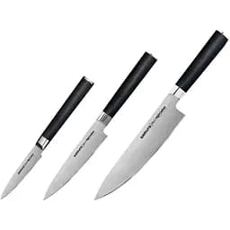 Набір з 3-х кухонних ножів у подарунковій коробці Samura Чорний 000267152