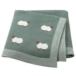 Плед Дитячий Lovely Svi Бавовна 80х100 см В'язаний Зелений Вівці (3190222)