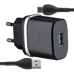 Сетевое зарядное устройство Hoco C12Q Smart QC3.0 charger set ( Type-C ) ( EU ) Черный