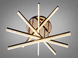 Сучасна стельова LED-люстра Diasha SX1009/5BK, чорна із золотистими акцентами, 72W, акрилові світлові планки - мініатюра 4