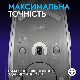 Комп'ютерна мишка Logitech G309 Lightspeed Wireless/Bluetooth White (910-007207) - мініатюра 4