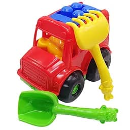 Детский песочный набор "Автобус-бусик" Colorplast 0091 лопатка, грабли Красный