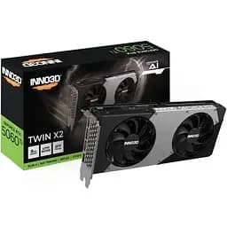 Відеокарта GeForce RTX 5060 Ti, Inno3D, TWIN X2, 8Gb GDDR7, 128-bit, HDMI/3xDP, 2572/28000 MHz, 8-pin (N506T2-08D7-193075N)