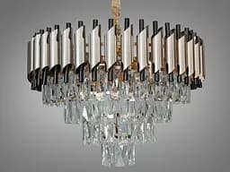 Колоритна новинка, сучасна кришталева люстра на 9 ламп, золото+чорний