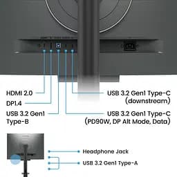 Монітор TFT 28.2" BenQ RD280UA, IPS, 3840x2560, 3:2, USB-C, HDMI, DP, HAS, ерго стійка, кол., металік-сірий (9H.LM2LJ.TBE) - мініатюра 6