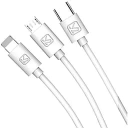 USB кабель Kaku KSC-078 3-in-1 Type-C / MicroUSB / Lightning 1m - White