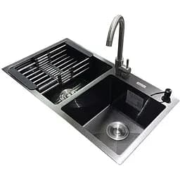 Комплект мийка + змішувач Romzha Arta U-730SDN BL (A)