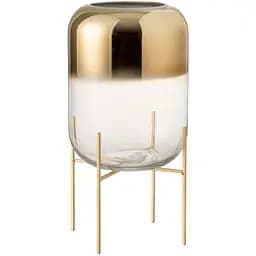 Ваза J-line стеклянная золотая на подставке 36 см (95627)