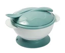 Тарелка на присоске Lindo, с ложкой, 300 мл, зеленый (Рк 035 зел)