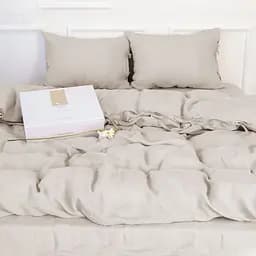 Простирадло на резинці MirSon Linen Jasmine Льон 70х130 см бежево-сіре (2200008269470) - мініатюра 5