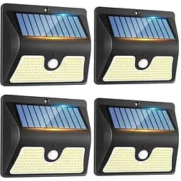 Солнечные светильники с датчиком движения на открытом воздухе IP65 водонепроницаемый 4 шт. 150 светодиодов