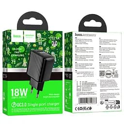 Мережевий зарядний пристрій Hoco CS21A Rich single port QC3. 0 charger чорний - мініатюра 2
