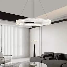 Люстра з підвісним корпусом з прозорого рельєфного акрилу Ø 80 см | Line F | Арт. MJ372-800 BK