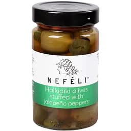 Оливки Nefeli Халкидики фаршированные перцем халапньо в рассоле 300 г