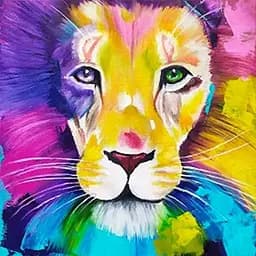 Алмазна мозаїка 30*30 см зі стразами на підрамнику повна викладка Кольоровий Лев