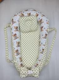 Позиціонер для новонародженого кокон, babynest з ручками, зі знімним дном + подушка BST Ведмедик Бежевий