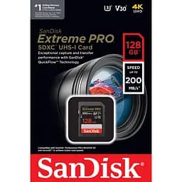 SanDisk 128GB SDXC C10 UHS-I U3 R200/W90MB/s Extreme Pro V30 (SDSDXXD-128G-GN... - мініатюра 3