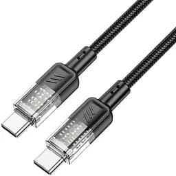 Кабель Hoco U129 Spirit 60W transparent charging data cable Type-C to Type-C Чорний