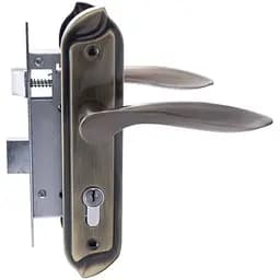 Замок врізний дверний з ручками на планці FZB комплект 58 мм ЕТ-191 AB