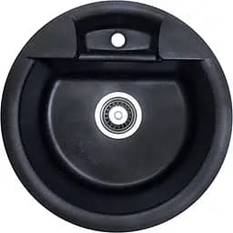 Кухонная мойка Adamant FINE черный металлик d 470x190 мм, без крыла d 47