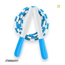 Бісерна скакалка EasyFit FreeRope 2,7 м (біло-блакитна) - мініатюра 2