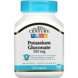 Вітаміни та мінерали 21st Century Potassium Gluconate 595 mg, 110 таблеток