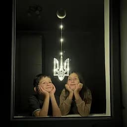 Світлодіодна гірлянда фігурка Український Тризуб 10 led на батарейках - мініатюра 2