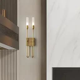 Подвійне бра в корпусі латунь з видовженими плафонами 68х18 см Line F Арт. W1824/2 AB