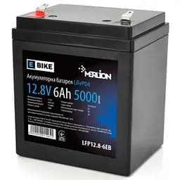 Аккумулятор Merlion LiFePO4 12.8V 6AH (4S1P/BMS-5A), (90х70х101(107)) для електротранспорту, 5000 циклів, Q12