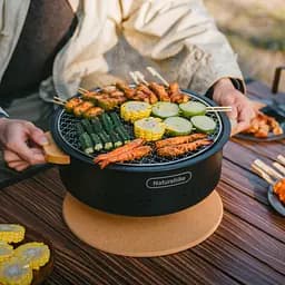Настільна кругла піч із решіткою Naturehike CNK2550CF010, 36x32.6x12 см, хромоване залізо - мініатюра 5