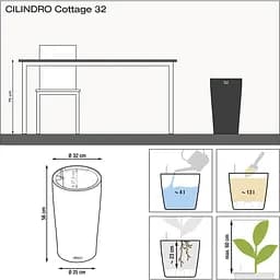 Вазон Lechuza Cilindro Cottage 32 графітовий (15358) - мініатюра 6