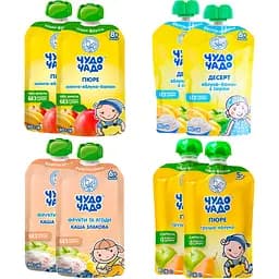 Набор пюре и десертов Чудо-Чадо с разными вкусами 720 г (90 г x 8 шт.)