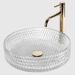 Умивальник Rea Cristal transparent (REA-U8881) 39см - круглий - накладний - загартоване скло