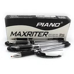 Ручка масляна Piano Maxriter, 0.6 мм, чорна, грип, 10 шт.