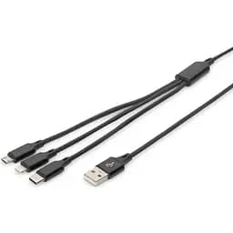 Кабель Digitus USB-A > Lightning/USB-С/micro USB, мультизарядный 3-в-1, зарядка/синхронизация 1м, teh0013696