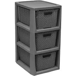 Комод BranQ Rattan на 3 ящика мини антрацит (1725)