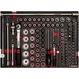 Набор торцевых головок Wurth 1/4 + 1/2 с трещотками в ложементе 108 предметов Zebra (арт. 0965905922)