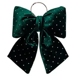 Оксамитовий бант для декору Yiwu зі стразами на ялинку та двері 25×35 (см) Зелений CR-2-12