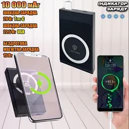 Зовнішній акумулятор LENYES PW017D 10000 mAh з MagSafe, бездротовою зарядкою 15W і швидким заряджанням 22.5W - мініатюра 2