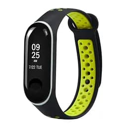Ремінець для фітнес-браслета MiJobs для Xiaomi Mi Band 3 і 4 Nike Design чорний з лаймом - мініатюра 3