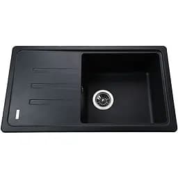 Гранітна мийка Globus Lux Lugano чорний металiк 780х435мм-А0001