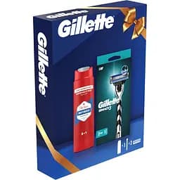Подарунковий набір: станок для гоління чоловічий Gillette Mach3 з 2 змінними картриджами + гель для душу Old Spice 3-в-1 Whitewater 250 мл - мініатюра 2