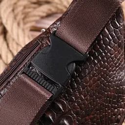 Модна поясна сумка з натуральної шкіри з фактурою під крокодила 21298 Vintage коричнева - мініатюра 7