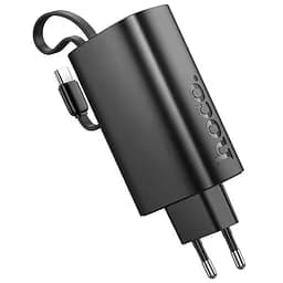 Зарядний пристрій + павер банк Hoco J148 Handy PD power bank with cable 5000mAh 20W чорний