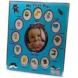 Мультирамка Альбом новонародженого для 13 фото блакитна 30 х 25 х 1 см 