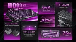 Клавіатура GravaStar Mercury K1 Lite 80keys BSUN Grey BT/WL/USB Transparent Black (GSV75LITE_XTAL_BLK) - мініатюра 7