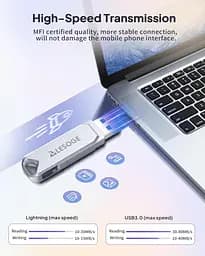 USB флеш-накопичувач 256 ГБ LESOGE Apple MFI USB-накопичувачі, 3 в 1 високошвидкісний USB-флеш-накопичувач - мініатюра 7