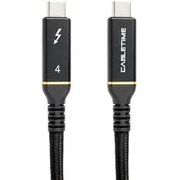 Кабель PowerPlant USB4, USB-C - USB-C, 40Gbps, 100W, 20V/ 5A, 8K/ 60HZ, 1м