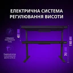 Геймерський стіл Lorgar PRO 80G Glass Black (LRG-DP80G) - мініатюра 11